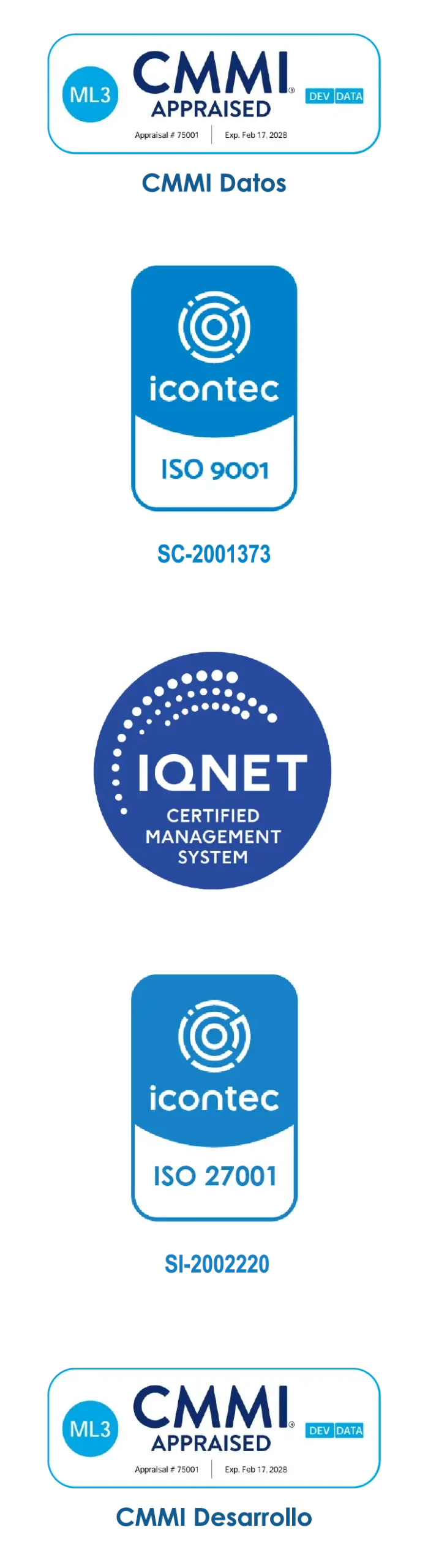 Certificados con los que cuenta Grow Data